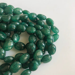 Multi Strand Dyed Beryl Color Emerald Necklace, Natural Beryl Emerald Oval Beads, 3 Strand Emerald Necklace, 10mm To 15mm Beads, GDS1755