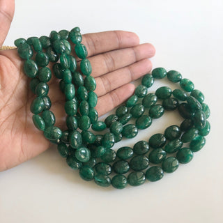 Multi Strand Dyed Beryl Color Emerald Necklace, Natural Beryl Emerald Oval Beads, 3 Strand Emerald Necklace, 10mm To 15mm Beads, GDS1755