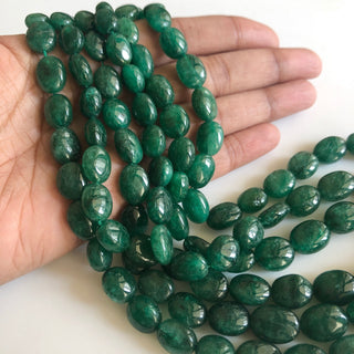 Multi Strand Dyed Beryl Color Emerald Necklace, Natural Beryl Emerald Oval Beads, 3 Strand Emerald Necklace, 10mm To 15mm Beads, GDS1755