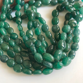 Multi Strand Dyed Beryl Color Emerald Necklace, Natural Beryl Emerald Oval Beads, 3 Strand Emerald Necklace, 7mm To 10mm Beads, GDS1754