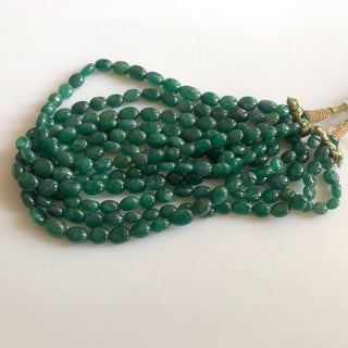 Multi Strand Dyed Beryl Color Emerald Necklace, Natural Beryl Emerald Oval Beads, 3 Strand Emerald Necklace, 7mm To 10mm Beads, GDS1754