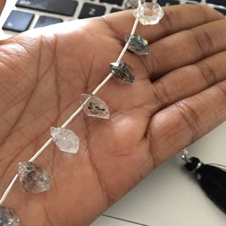 Top Drilled Herkimer Diamond Nugget Beads, 12mm Herkimer Diamond Drilled Beads, Raw Herkimer Diamonds, 20 Inches, GDS1770