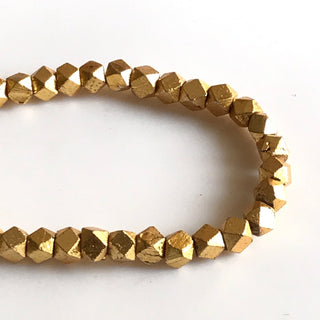 Gold Pyrite Faceted Hexagon Beads, 6mm Wholesale Pyrite Hexagon Octagon Tumble Beads, Coated Gold Pyrite, 10 Inch/5 Inch Strand, GDS1775