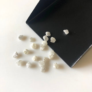 2/10 Pieces 4mm Natural White Rough Flat Diamonds Loose, White Raw Rough diamonds For Ring Earring Easy To Set, DDS655/5