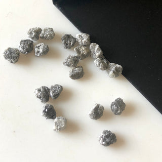2 Pcs/10 Pcs 4mm Natural Grey Rough Flat Diamonds Loose, Grey Raw diamonds For Ring Earring Easy To Set, DS655/6