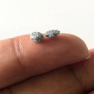 2 Pcs/10 Pcs 4mm Natural Grey Rough Flat Diamonds Loose, Grey Raw diamonds For Ring Earring Easy To Set, DS655/6