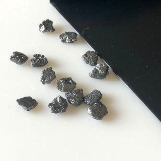 2 Pcs/10 Pcs 4mm Black Raw Rough Flat Diamonds Loose, Black Color Natural diamonds For Ring Earring Easy To Set Diamond, DDS655/7