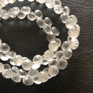 5mm Each Quartz Crystal Onion Briolette Beads, Natural Quartz Crystal Gemstone Faceted Briolettes Beads, Sold As 5"/10" Strand, GDS1810