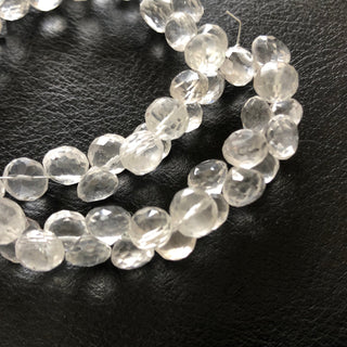 7mm Each Quartz Crystal Onion Briolette Beads Natural Gemstone Faceted Briolettes Beads, Sold As 5 Inch/10 Inch Strand, GDS1812