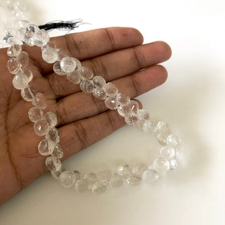 7mm Each Quartz Crystal Onion Briolette Beads Natural Gemstone Faceted Briolettes Beads, Sold As 5 Inch/10 Inch Strand, GDS1812