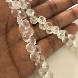 8mm Each Quartz Crystal Onion Briolette Beads Natural Gemstone Faceted Briolettes Beads, Sold As 5 Inch/10 Inch Strand, GDS1813