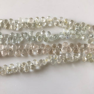 6mm to 7mm White Topaz Faceted Teardrop Beads, Natural Gemstones White Topaz Briolettes Beads, Sold As 5 Inch/10 Inch Strand, GDS1815