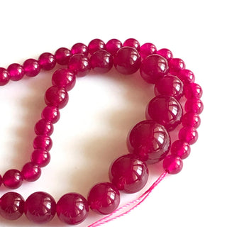 6mm To 13mm Ruby Red Jade Round Beads, Pink Jade Smooth Round Beads 18 Inch Strand Jade Necklace, GDS1780