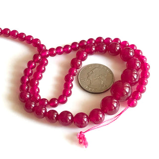 6mm To 13mm Ruby Red Jade Round Beads, Pink Jade Smooth Round Beads 18 Inch Strand Jade Necklace, GDS1780