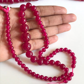 6mm To 13mm Ruby Red Jade Round Beads, Pink Jade Smooth Round Beads 18 Inch Strand Jade Necklace, GDS1780