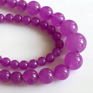 6mm To 13mm Hot Pink Jade Round Beads, Pink Jade Smooth Round Beads 18 Inch Strand Jade Necklace, GDS1781