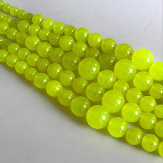 6mm To 13mm Lime Green Jade Round Beads, Green Jade Smooth Round Beads 18 Inch Strand Jade Necklace, Jade Jewelry GDS1782