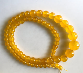 6mm To 13mm Yellow Jade Round Beads, Mango Color Yellow Jade Smooth Round Beads 18 Inch Strand Jade Necklace, Jade Jewelry GDS1783