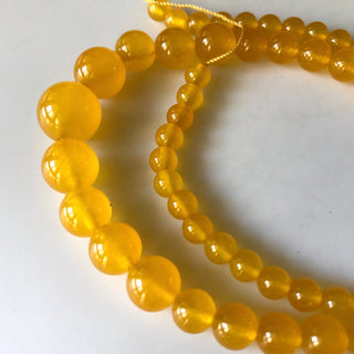 6mm To 13mm Yellow Jade Round Beads, Mango Color Yellow Jade Smooth Round Beads 18 Inch Strand Jade Necklace, Jade Jewelry GDS1783