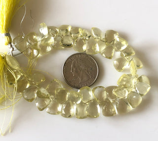 10mm to 13mm Faceted Natural Lemon Quartz Side Drilled Trillion Shaped Briolette Beads, Lemon Yellow Quartz Beads, 7.5"/3.75" GDS1822