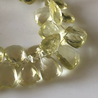 10mm to 13mm Faceted Natural Lemon Quartz Side Drilled Trillion Shaped Briolette Beads, Lemon Yellow Quartz Beads, 7.5"/3.75" GDS1822