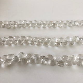 5mm to 6mm Quartz Crystal Onion Briolette Beads, Natural Crystal Gemstone Faceted Briolettes Beads, Sold As 5 Inch/10 Inch Strand, GDS1809