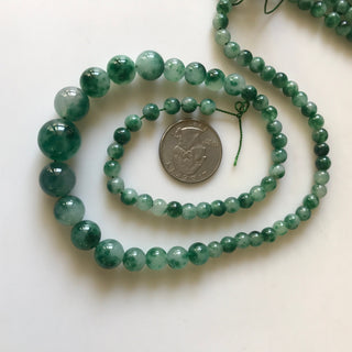 6mm To 13mm Emerald Green Jade Round Beads Green Moss Agate Jade Smooth Round Beads 18 Inch Strand Jade Necklace, Jade Jewelry GDS1786