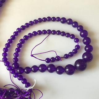 6mm To 13mm Purple Amethyst Jade Round Beads Purple Jade Smooth Round Beads 18 Inch Strand Jade Necklace, Jade Jewelry GDS1787