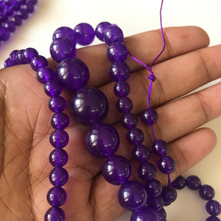 6mm To 13mm Purple Amethyst Jade Round Beads Purple Jade Smooth Round Beads 18 Inch Strand Jade Necklace, Jade Jewelry GDS1787