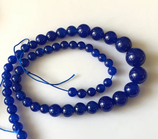 6mm To 13mm Blue Jade Round Beads Blue Jade Smooth Round Beads 18 Inch Strand Jade Necklace, Jade Jewelry GDS1789