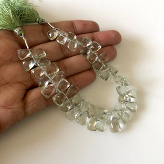 11mm To 14mm Natural Green Amethyst Trillion Shaped Briolettes Beads, Light Green Faceted Green Amethyst Beads, Sold As 7"/3.5", GDS1827