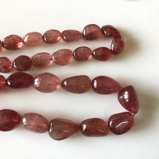 11mm to 14mm Natural Pink Strawberry Quartz Smooth Tumble Beads, Pink Strawberry Quartz Jewelry, Sold As 16 Inch/8 Inch Strand, GDS1828