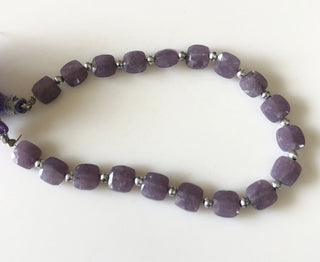 5 Inch/10 Inch 8mm Lepidolite Faceted Square Cut Beads, Purple Color Natural Lepidolite Gemstone Beads Both side Faceted Lepidolite GDS1831