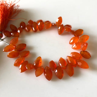 12mm To 14mm Faceted Carnelian Marquise Shaped Briolette Beads, Carnelian Gemstone Beads, Sold As 7.5 Inch/3.75 Inch Strand, GDS1836