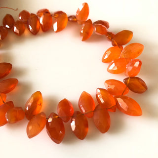 12mm To 14mm Faceted Carnelian Marquise Shaped Briolette Beads, Carnelian Gemstone Beads, Sold As 7.5 Inch/3.75 Inch Strand, GDS1836