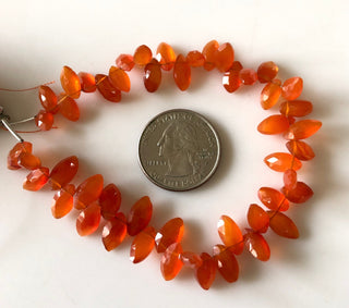 Huge 13mm To 15mm Faceted Carnelian Marquise Shaped Briolette Beads, Carnelian Gemstone Beads, Sold As 7.5 Inch/3.75 Inch Strand, GDS1837