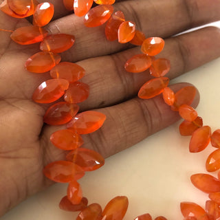 Huge 13mm To 15mm Faceted Carnelian Marquise Shaped Briolette Beads, Carnelian Gemstone Beads, Sold As 7.5 Inch/3.75 Inch Strand, GDS1837