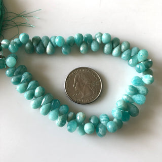 8mm to 9mm Natural Amazonite Faceted Teardrop Shaped Briolette Beads, Amazonite Gemstone Beads, Dark Green Amazonite Jewelry, GDS1839