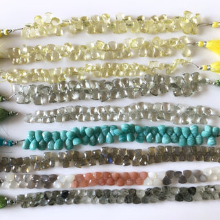 8mm Natural Green Moss Agate Faceted Trillion Shaped Briolette Beads, Rutilated Quartz Beads, Sold As 4 Inch/8 Inch Strand, GDS1842