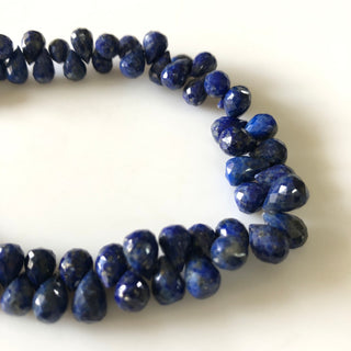 7mm to 8mm Lapis Lazuli Teardrop Faceted  Briolettes Beads, Lapis Lazuli Gemstone Beads, Sold As 8.5 Inch/4.25 Inch Strand, GDS1845