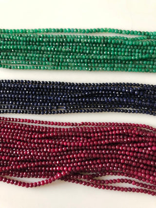 3mm Color Treated Blue Corundum Blue Sapphire Color Faceted Rondelle Beads, 13 Inch Strand, Sold As 1 Strands/5 Strands, GDS1847