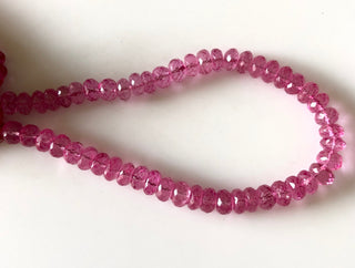 Ruby Color Natural Quartz Crystal, Color Coated Pink Crystal Quartz Rondelle Beads, 7-7.5mm Each, Sold As 4.5 Inch/9 Inch Strand, GDS1833