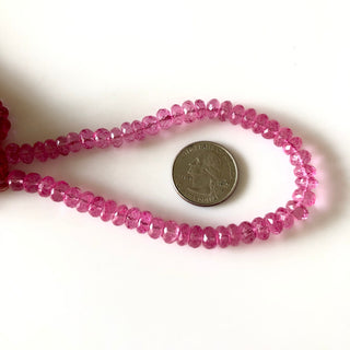 Ruby Color Natural Quartz Crystal, Color Coated Pink Crystal Quartz Rondelle Beads, 7-7.5mm Each, Sold As 4.5 Inch/9 Inch Strand, GDS1833