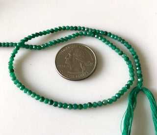 3.5mm Green Color Treated Corundum Emerald Color Rondelle Beads, Faceted Emerald Green Corundum Beads, 13" Strand, 1Strand/5 Strands GDS1849