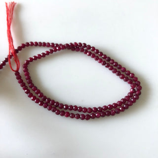 2.8mm Natural Ruby Faceted Rondelle Beads, Enhanced Faceted Round Ruby Rondelle Beads, Sold As 1Strand/5 Strands 12.5 Inch Each, GDS1850