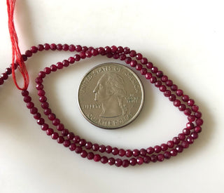 2.8mm Natural Ruby Faceted Rondelle Beads, Enhanced Faceted Round Ruby Rondelle Beads, Sold As 1Strand/5 Strands 12.5 Inch Each, GDS1850