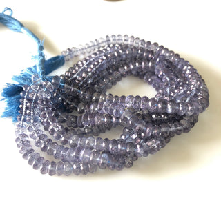 7mm Each Iolite Color Coated Quartz Crystal Faceted Rondelles Beads, Natural Quartz Rondelle Beads, Sold As 8 Inch Strand, GDS1851