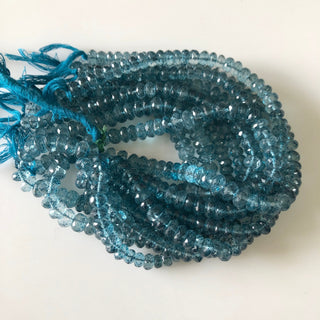 9mm Coated Quartz Crystal London Blue Topaz Color Faceted Rondelles Beads, Natural Quartz Rondelle Beads, Sold As 4.5"/9" Strand, GDS1853