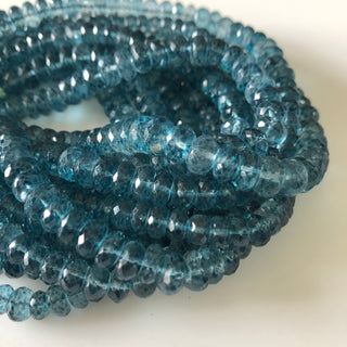8mm Coated Quartz Crystal London Blue Topaz Color Faceted Rondelles Beads, Natural Quartz Rondelle Beads, Sold As 4.5"/9" Strand, GDS1854
