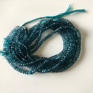 6.5mm to 7mm Coated Quartz Crystal London Blue Topaz Color Faceted Rondelles Beads, Natural Quartz Rondelle Beads, Sold As 13 Inch, GDS1855